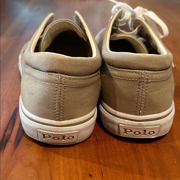 Polo by Ralph Lauren Men's Khaki Canvas Sneakers, worn several times - Picture 3 of 4